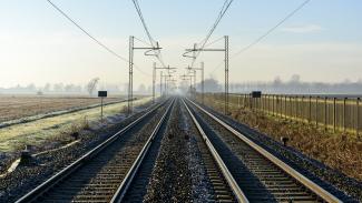 Railway tracks with overhead powerlines